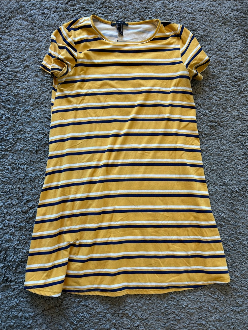 Forever 21 Yellow Striped T-Shirt Dress